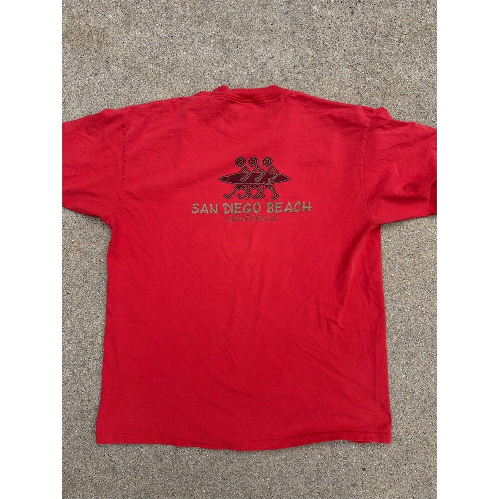 Vintage Power Pro By Oneita San Diego Beach Surf Red Single Stitch XL Shirt